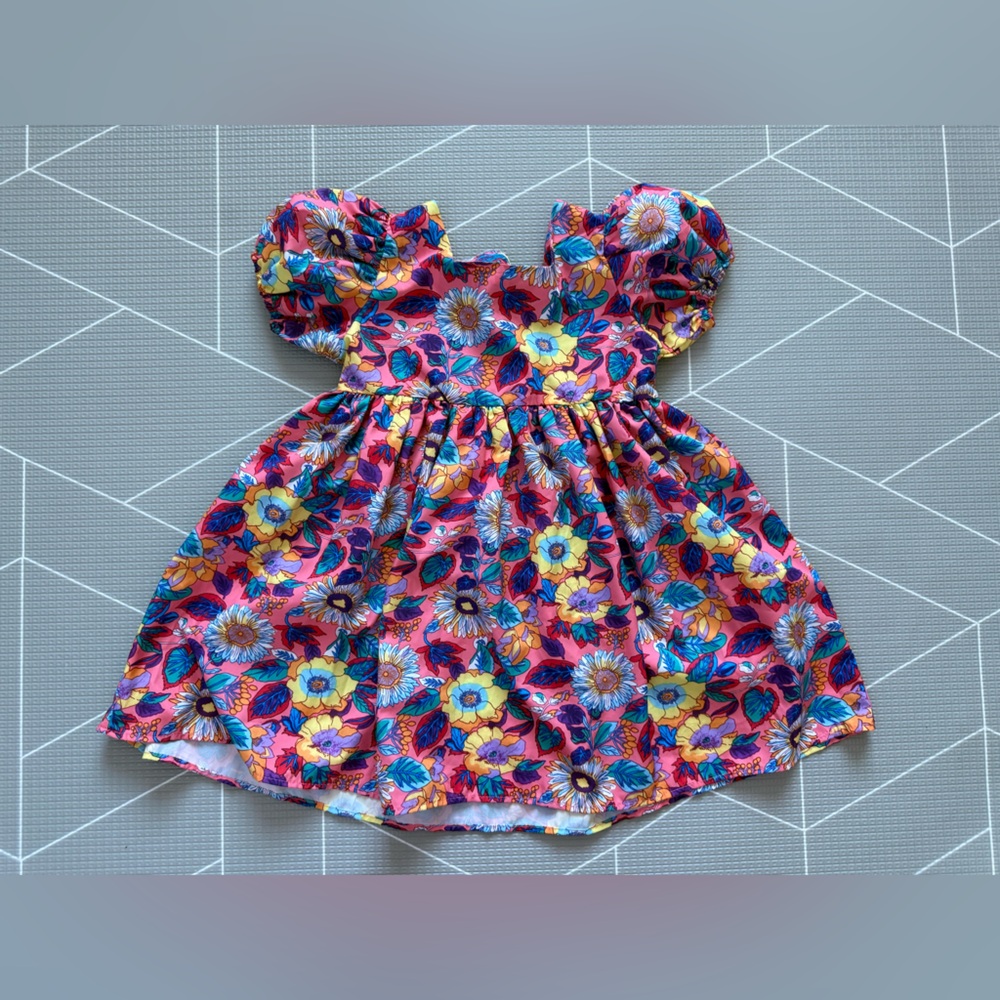 Small Shop|Baby girl/toddler puff sleeve floral summer dress Multicolor,4-5T•••
